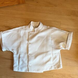 White Textured Short-Sleeve Jacket